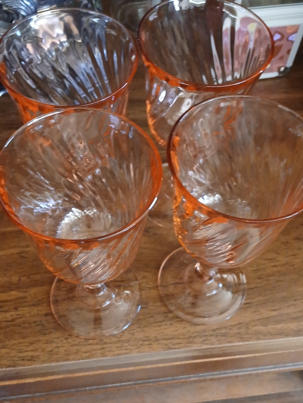 Orange Swirl Glass Goblets - Set of 4